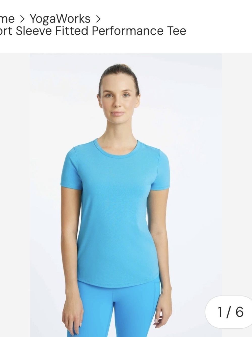 NWTWomen's Short Sleeve Fitted Performance Tee -Ocean Blue By Yogaworks